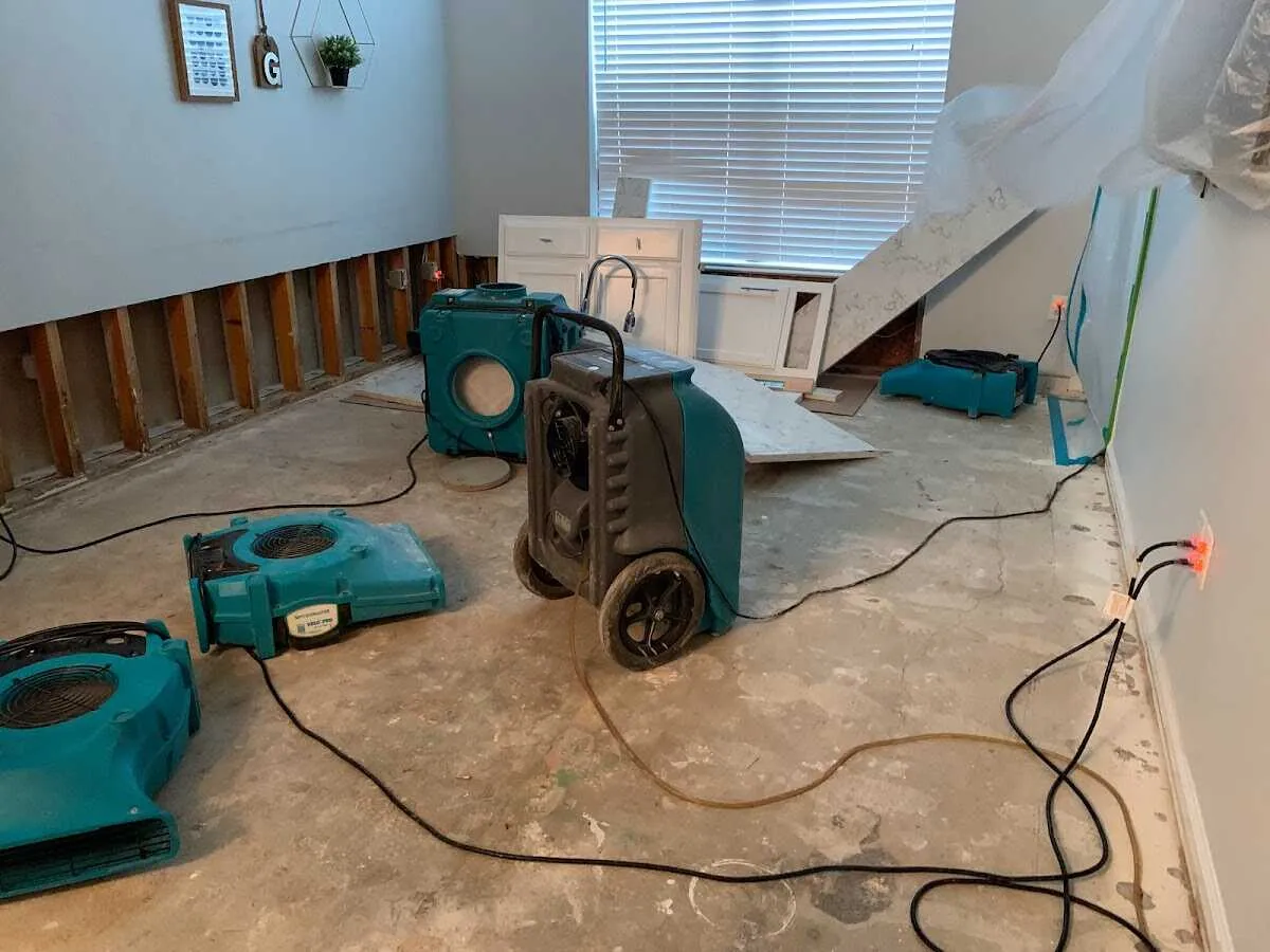 Dehumidifier in flood-cut room for Water Extraction & Removal in Lexington